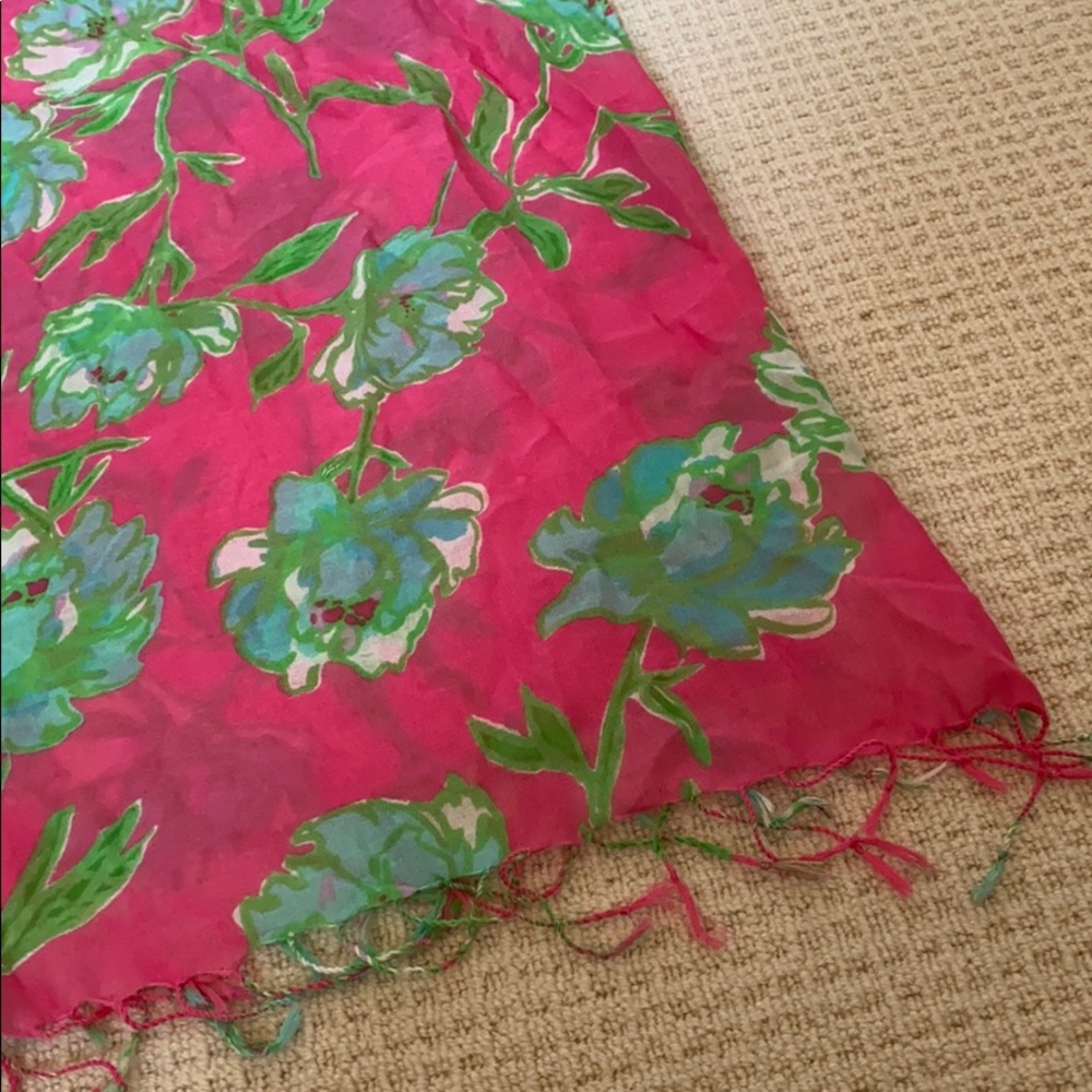 Lilly Pulitzer Pink silk and cashmere scarf